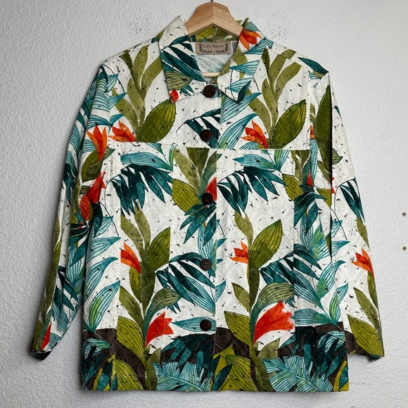 Lifestyle Jackets & Blazers - LifeStyle Tropical Button Down Jacket Womens Size XL‎ Resortwear Vacation Beach